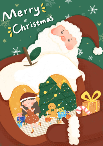 圣诞节圣诞老人手绘插画