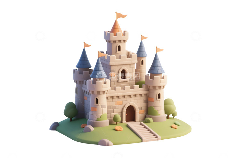 高清大图下载【趣麦麦图】免抠卡通古老的城堡插画 