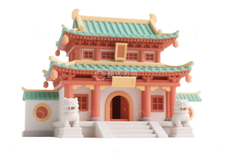 高清大图下载【趣麦麦图】免抠卡通中式建筑庙宇 