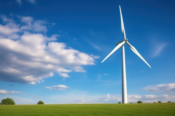 蓝天下的风力发电机