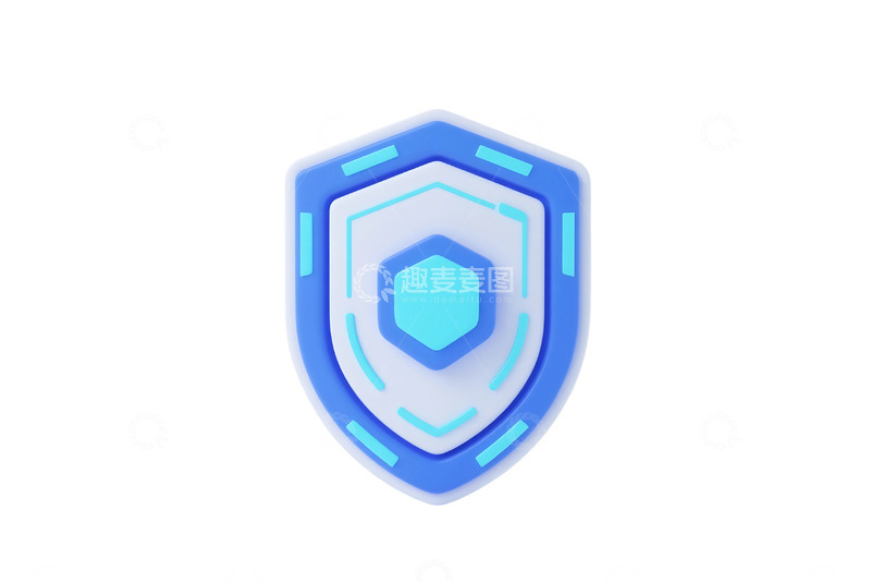高清大图下载【趣麦麦图】免抠图标蓝色科技感盾牌 