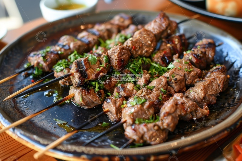 高清大图下载【趣麦麦图】一盘美味的烤肉串1
