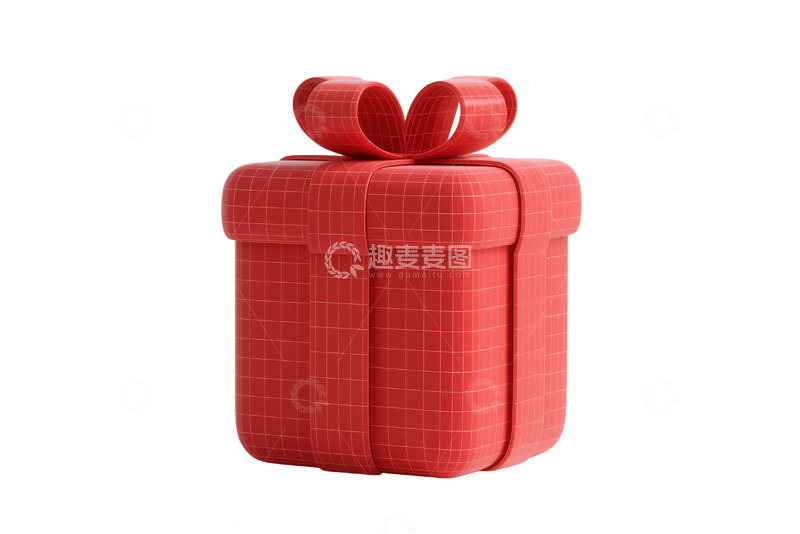 高清大图下载【趣麦麦图】免抠和绘制网格逼真的红色礼物 1