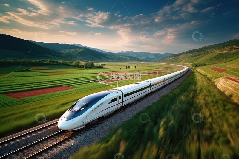 高清大图下载【趣麦麦图】户外极速飞行的列车