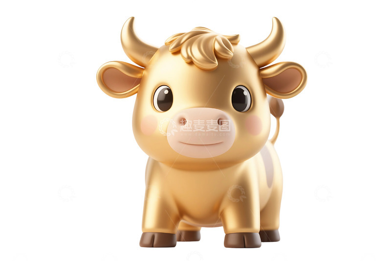 高清大图下载【趣麦麦图】免抠可爱的金色小牛 1