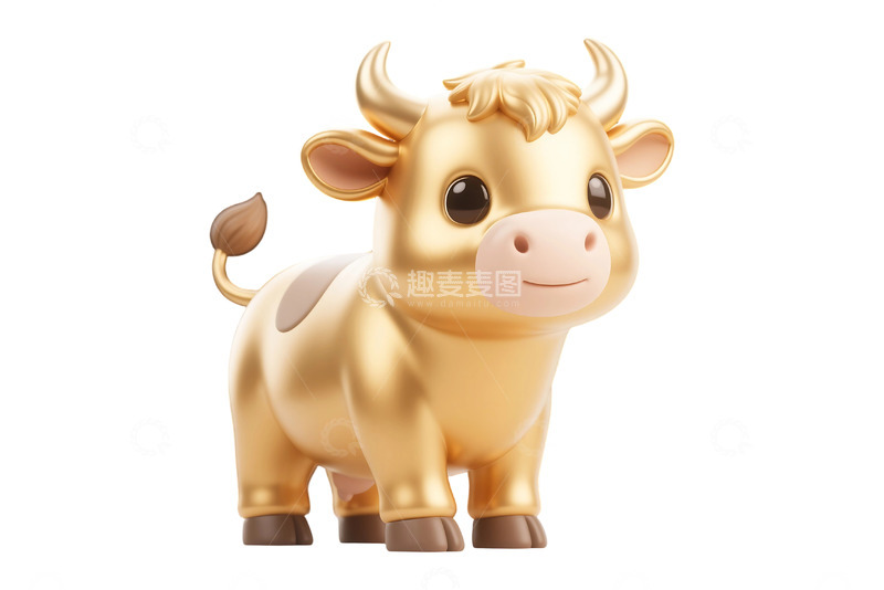 高清大图下载【趣麦麦图】免抠可爱的金色小牛 