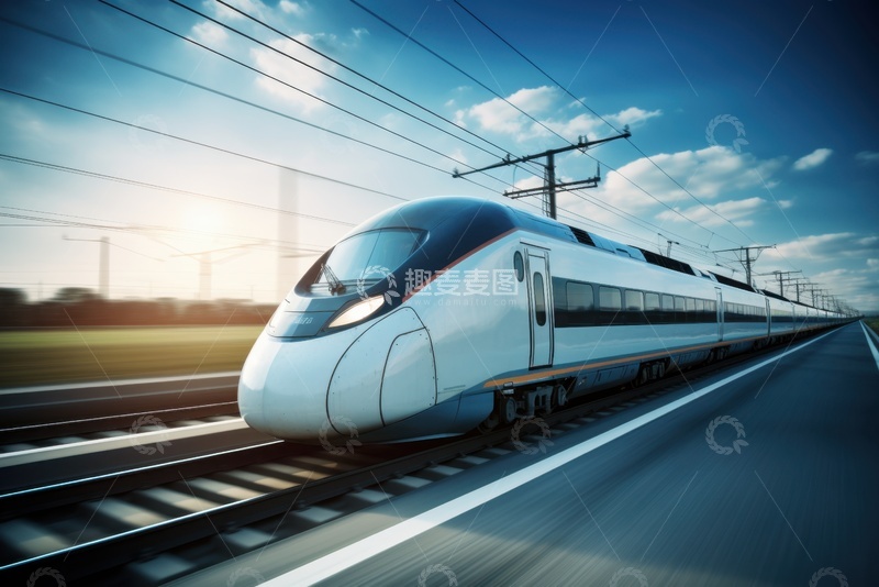 高清大图下载【趣麦麦图】轨道上行驶的高铁