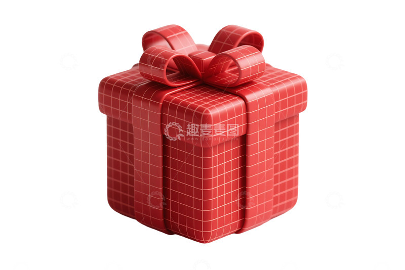 高清大图下载【趣麦麦图】免抠和绘制网格逼真的红色礼物 