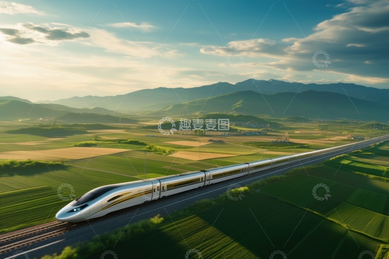 高清大图下载【趣麦麦图】户外行驶的一辆列车