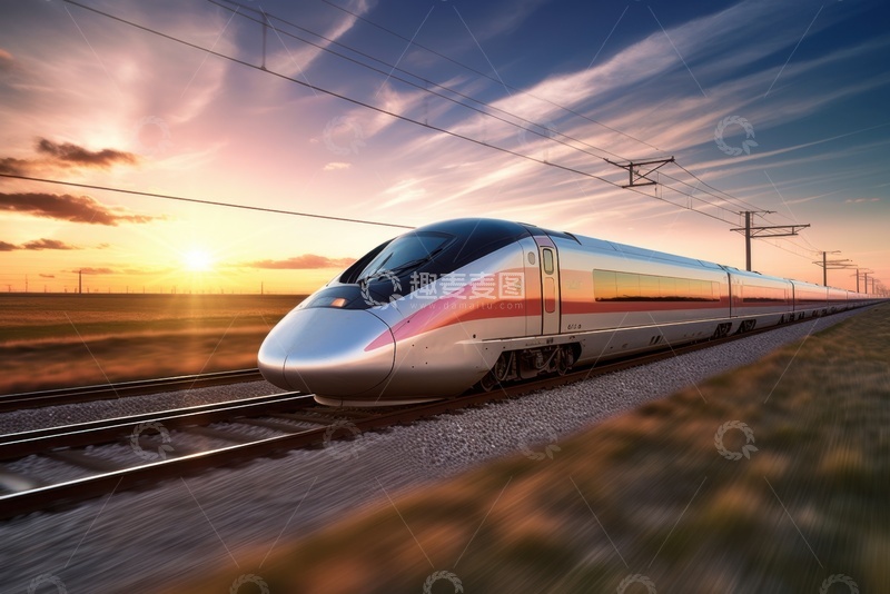 高清大图下载【趣麦麦图】行驶在户外的高铁