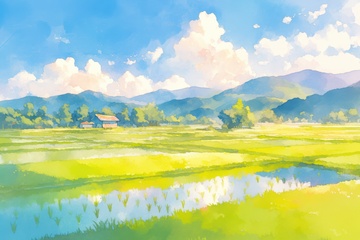 卡通简约水稻农田背景
