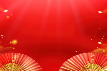 红色折扇装饰边框背景