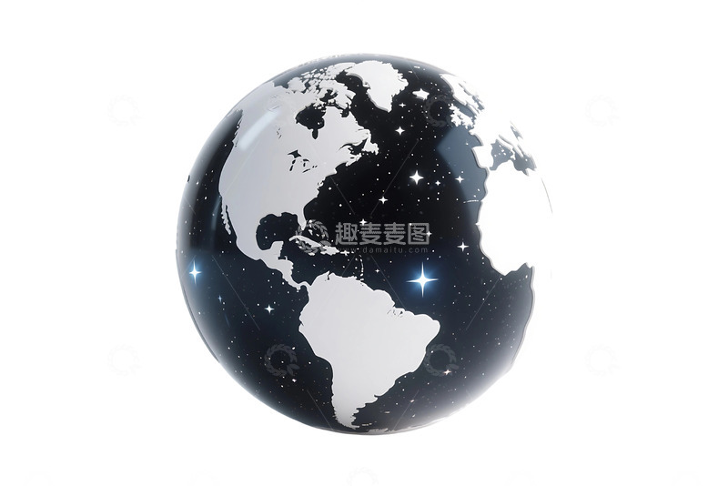 高清大图下载【趣麦麦图】免抠星空中抽象的地球仪 1