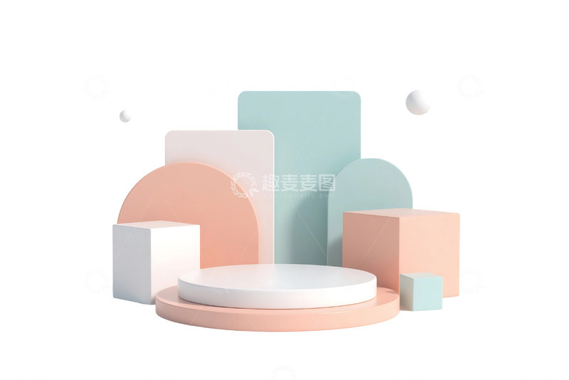 高清大图下载【趣麦麦图】免抠时尚柔色几何体展示台背景 