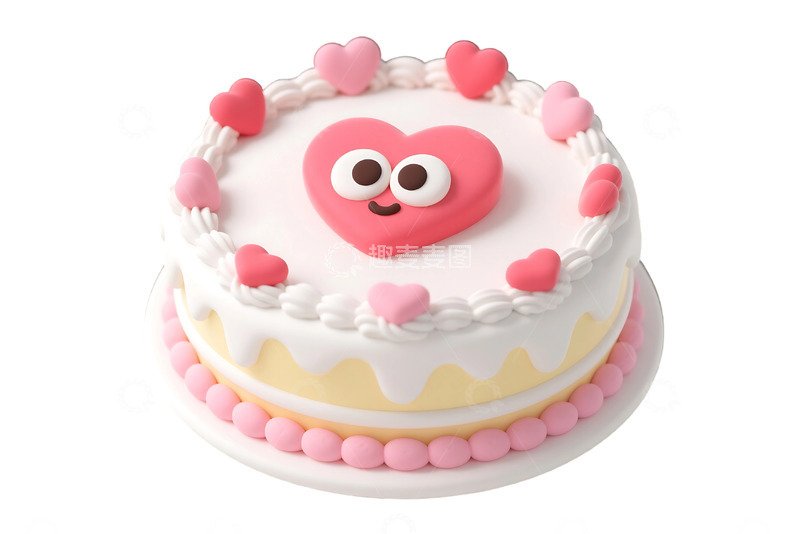 高清大图下载【趣麦麦图】免抠情人节蛋糕橡皮泥卡通风格 