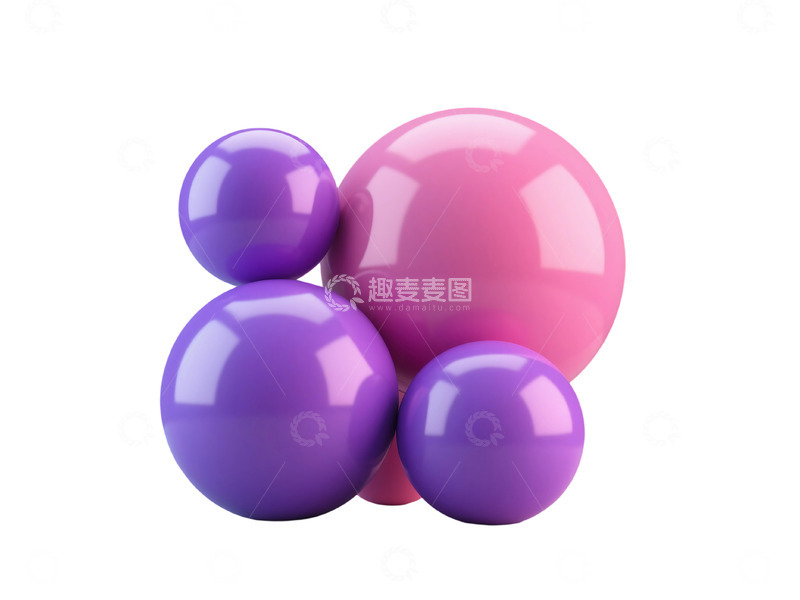 高清大图下载【趣麦麦图】免抠插图的紫色和粉红色的球 