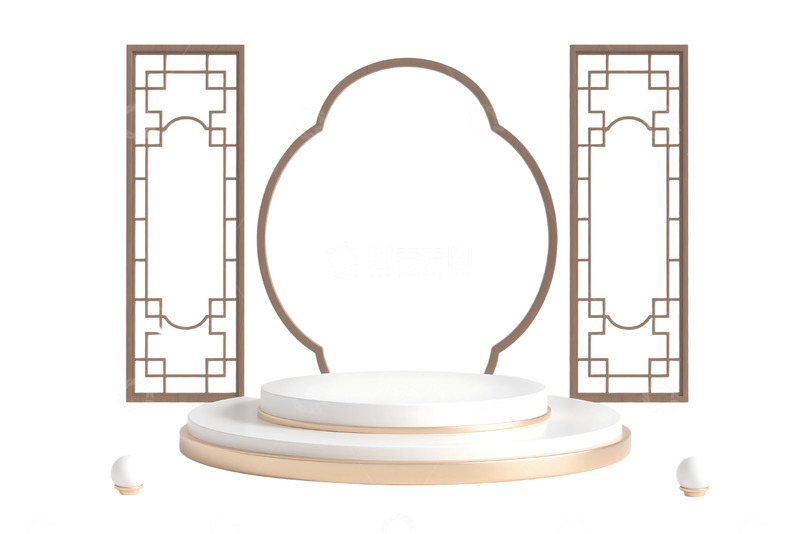 高清大图下载【趣麦麦图】免抠极简典雅中国风电商展台 