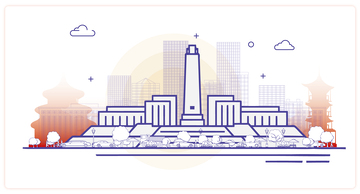 纪念碑线稿城市地标矢量建筑线描