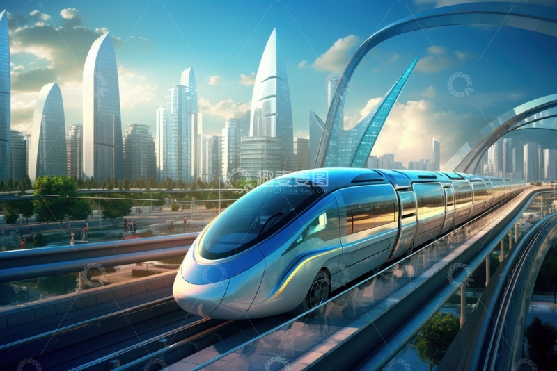 高清大图下载【趣麦麦图】城市里行驶的高铁