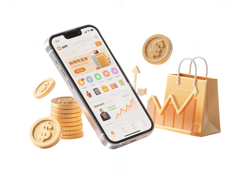 高清大图下载【趣麦麦图】免抠手机购物金融理财主题插画 