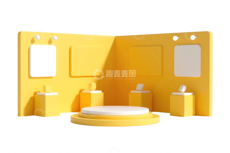 高清大图下载【趣麦麦图】免抠模拟场景黄色产品展台创意图 
