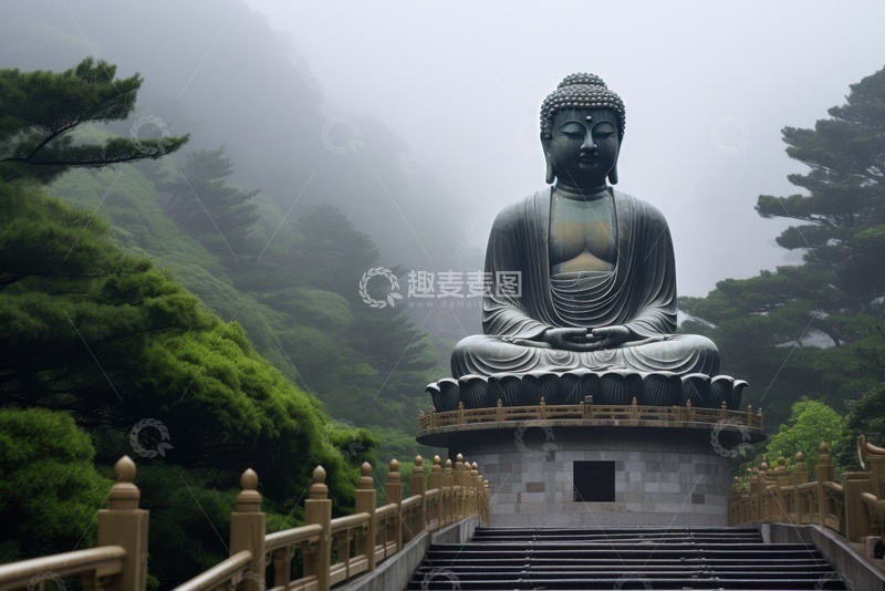 高清大图下载【趣麦麦图】山顶上的一尊佛像