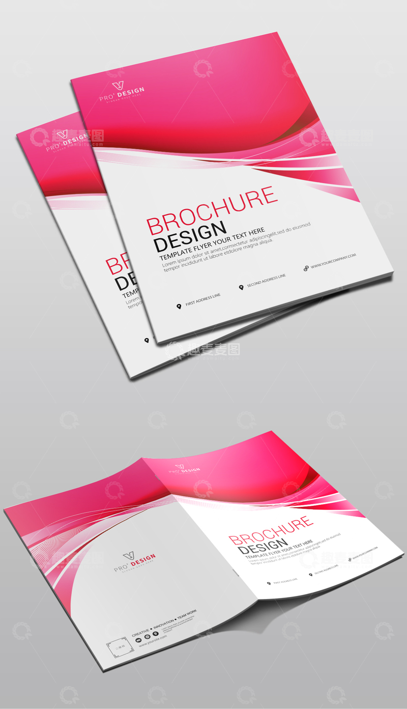 源文件下载【趣麦麦图】红色企业画册封面