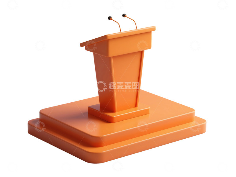 高清大图下载【趣麦麦图】免抠橙色讲台 