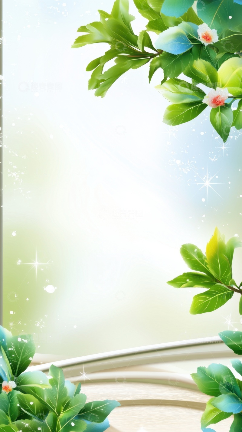 高清大图下载【趣麦麦图】卡通简约草木边框背景