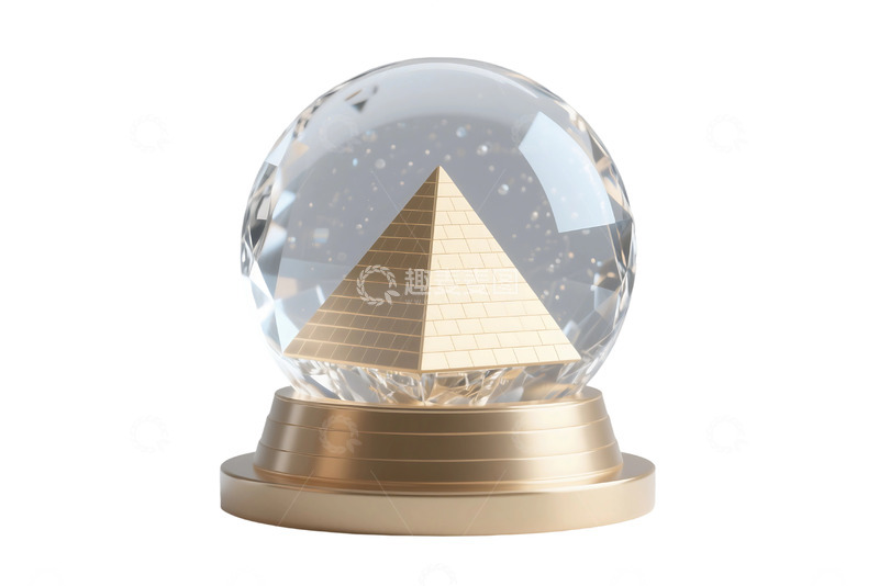 高清大图下载【趣麦麦图】免抠水晶球内的金字塔 