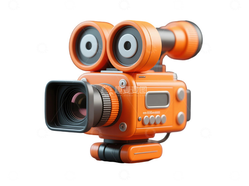 高清大图下载【趣麦麦图】免抠橙色摄像机 1