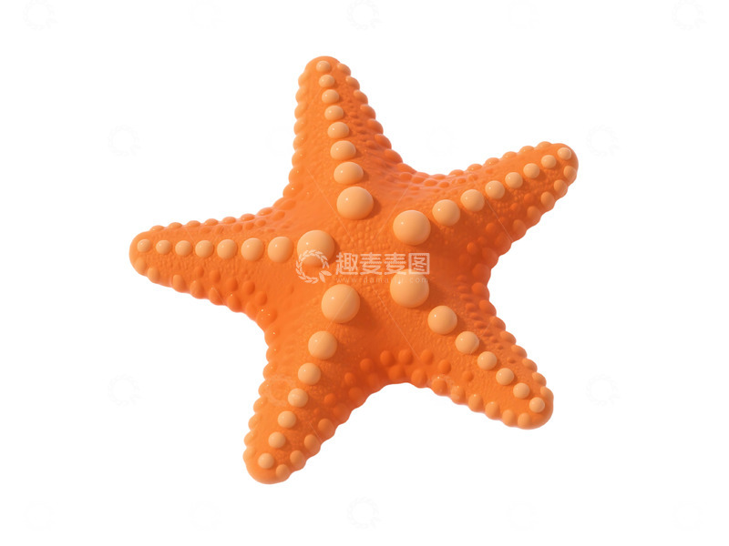 高清大图下载【趣麦麦图】免抠橙色海星孤立在白色背景上 