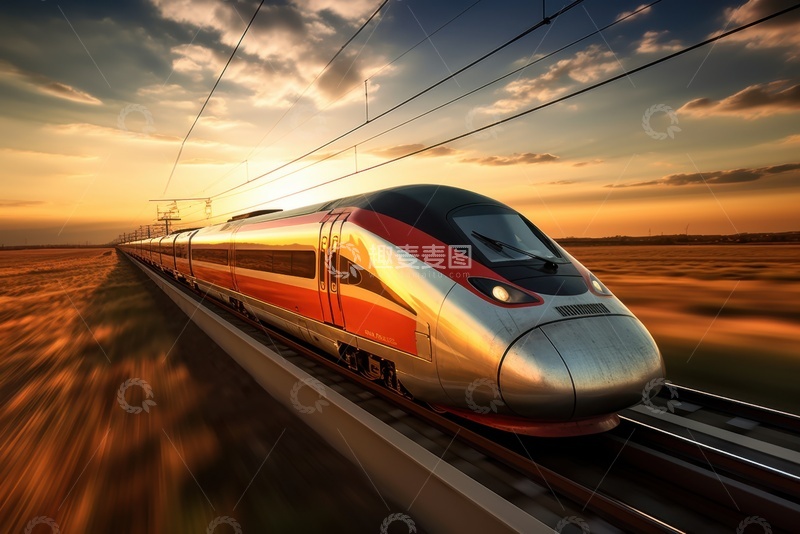 高清大图下载【趣麦麦图】户外行驶的一辆高铁