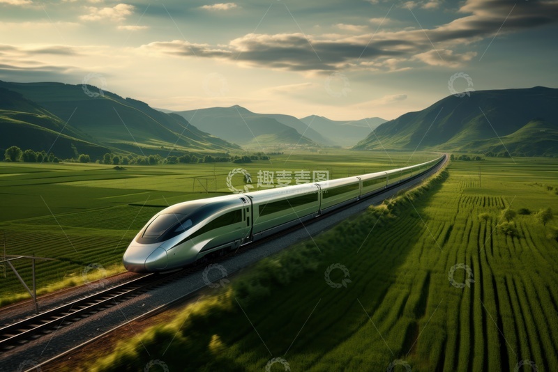 高清大图下载【趣麦麦图】农田里行驶的列车