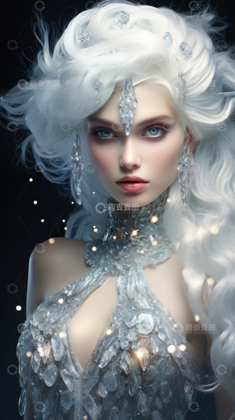 高清大图下载【趣麦麦图】白发的冰雪女王