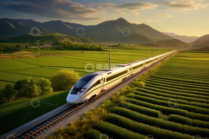 高清大图下载【趣麦麦图】户外田野中行驶的高铁