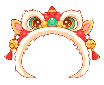 马年卡通醒狮帽插画头像框