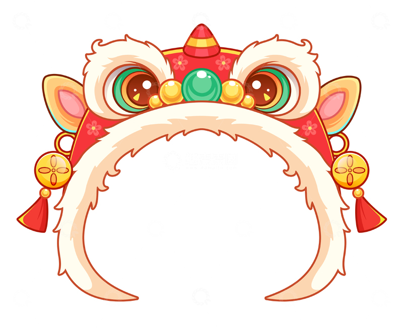 源文件下载【趣麦麦图】马年卡通醒狮帽插画头像框