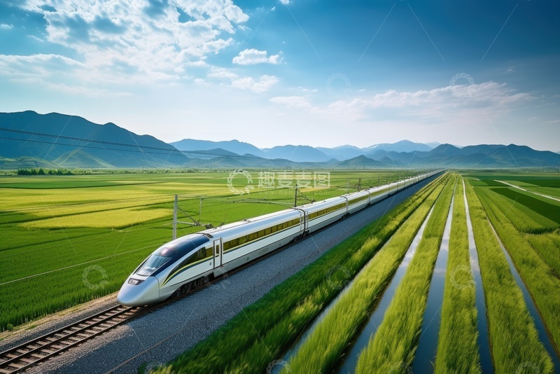 高清大图下载【趣麦麦图】农田里行驶的一辆列车