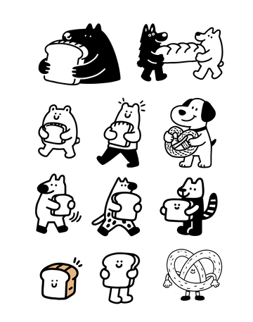 动物面包卡通logo