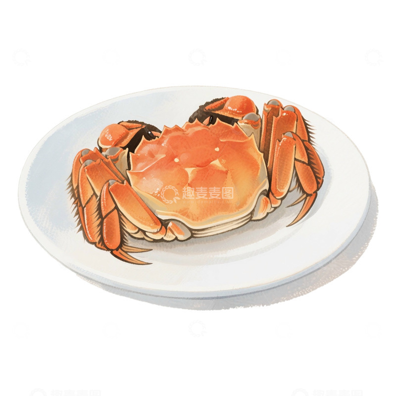 高清大图下载【趣麦麦图】手绘秋季大闸蟹免抠元素1