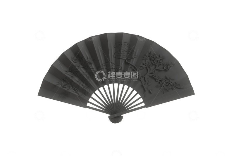 高清大图下载【趣麦麦图】免抠的中国风折扇剪影背景 
