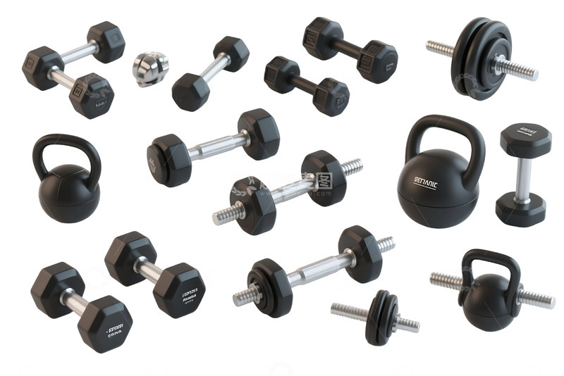 高清大图下载【趣麦麦图】免抠的各种风格健身器材哑铃 