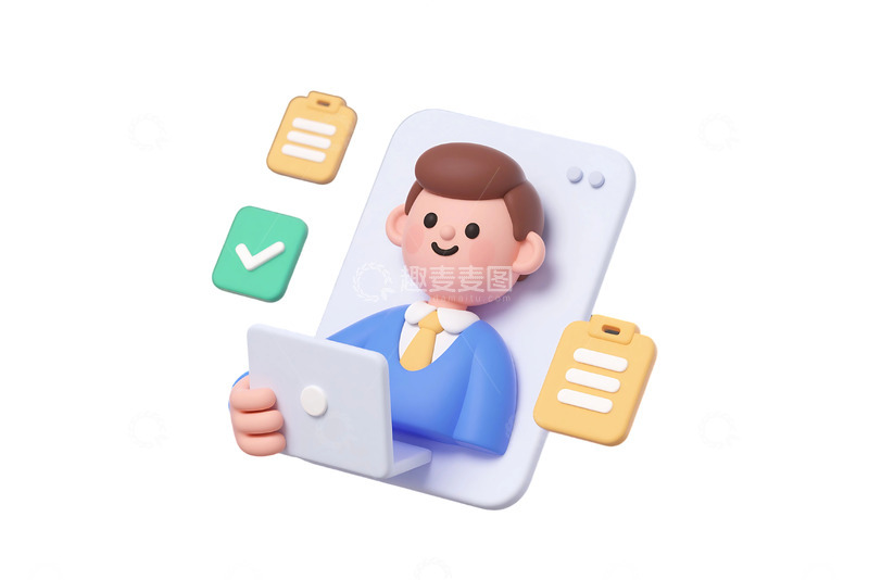高清大图下载【趣麦麦图】免抠的卡通风格的商务图标 