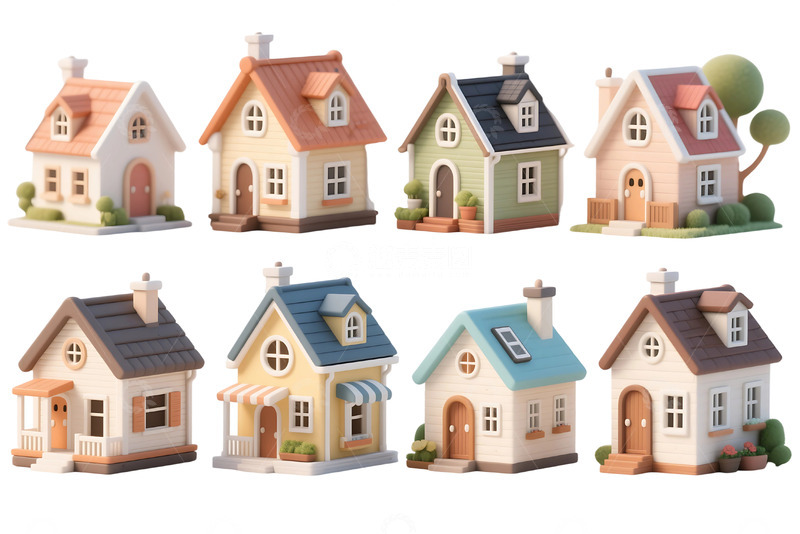 高清大图下载【趣麦麦图】免抠的各种精致小房子 