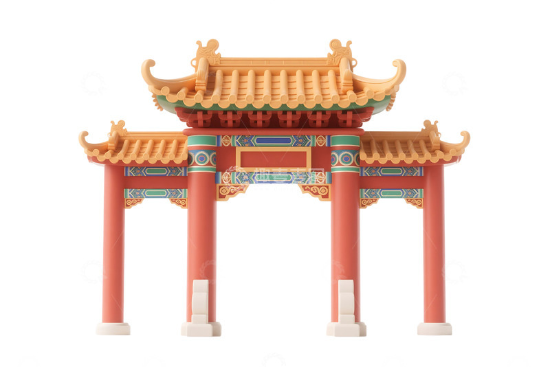 免抠的国潮门楼飞檐边框 