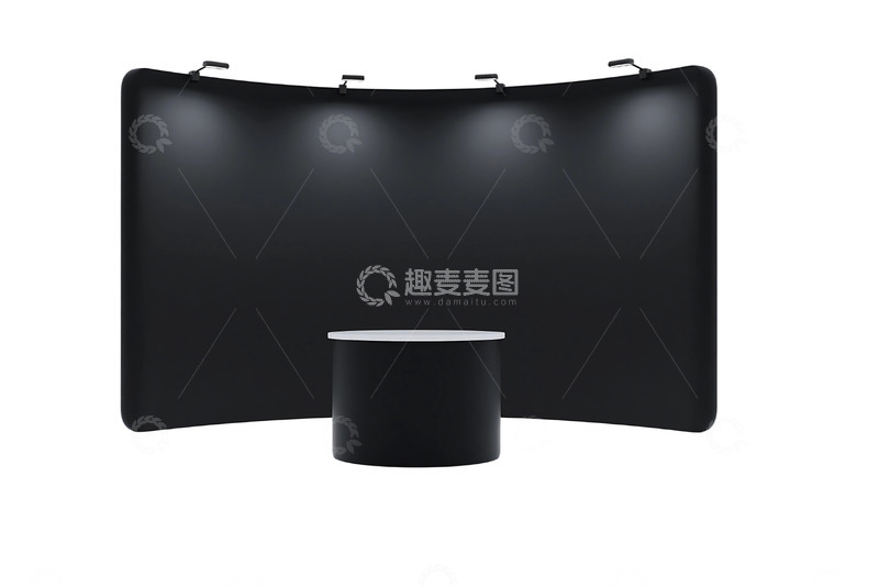 高清大图下载【趣麦麦图】免抠的暗色背景下黑色展台 