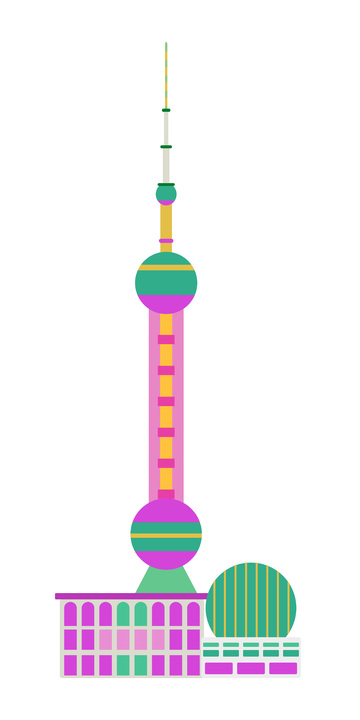 东方明珠塔气象塔国际会议中心建筑线稿