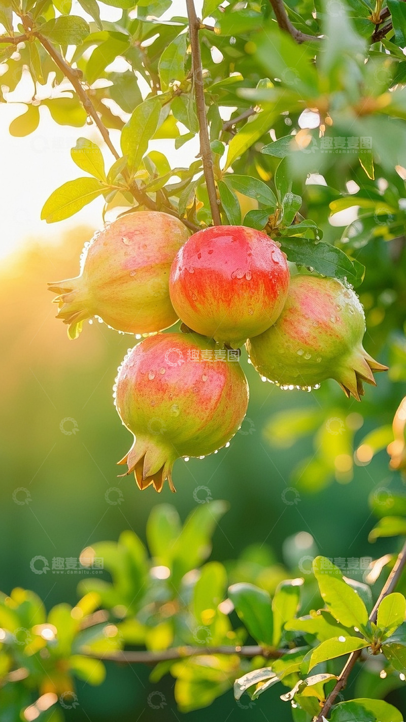 高清大图下载【趣麦麦图】枝头上的石榴图1