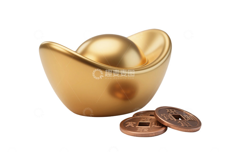 高清大图下载【趣麦麦图】免抠的金元宝与铜钱 1